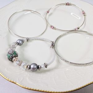 🌜3 for $25 🌛 4 Silver Tone & Beaded Bangles